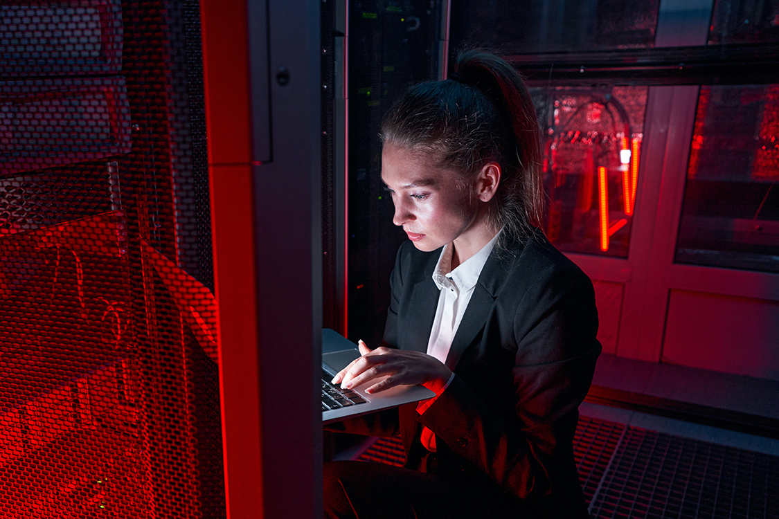 Woman working on a laptop